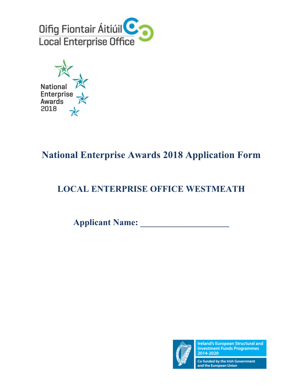 National Enterprise Awards 2018 Application Form