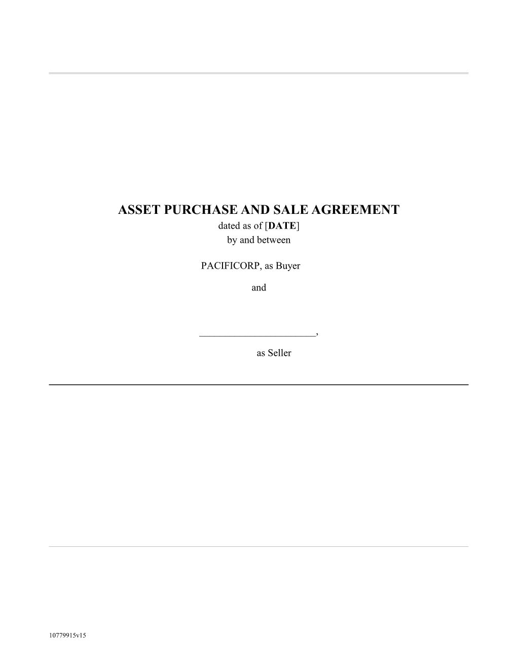 Asset Purchase and Sale Agreement