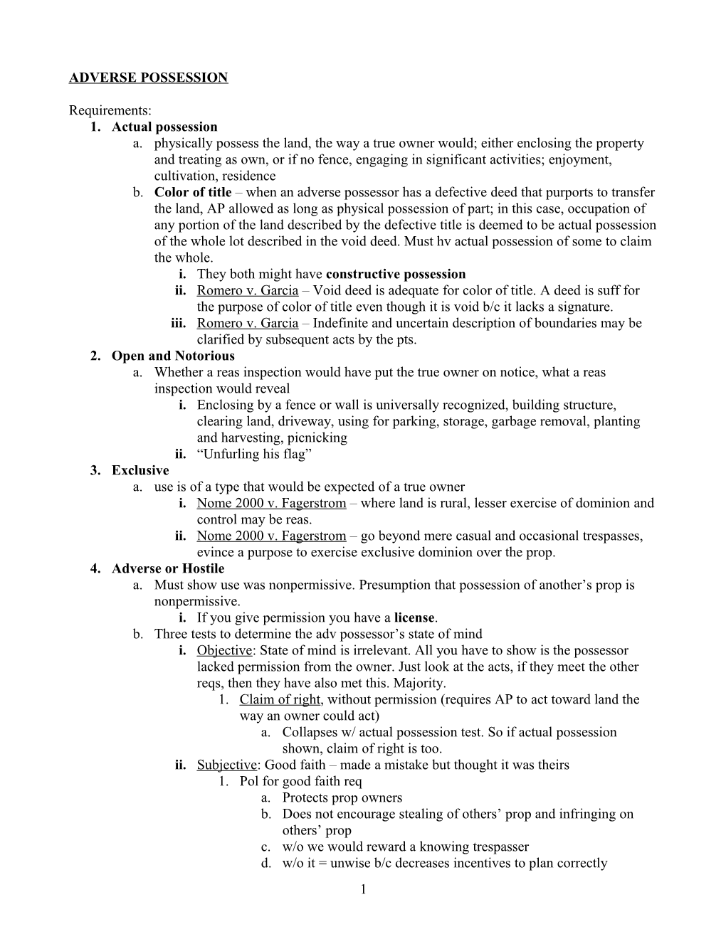 Rule Structure for Adverse Possession