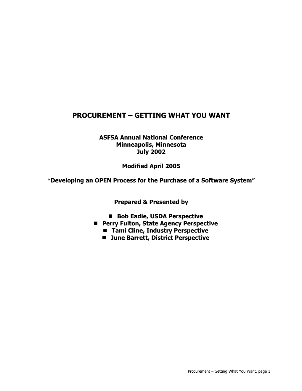 Procurement - Getting What You Want