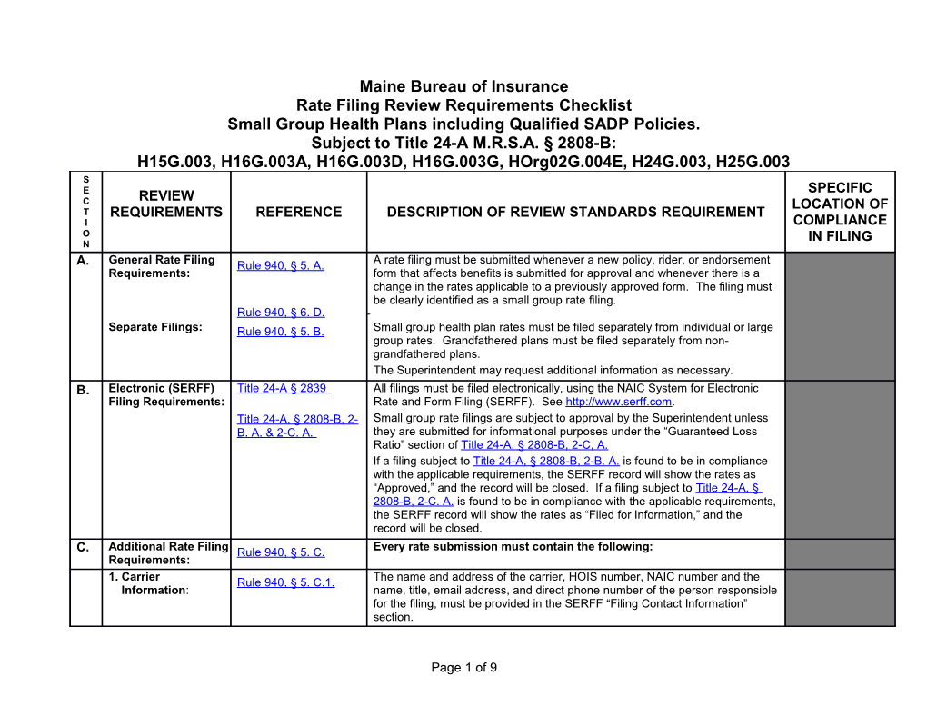 WB 9/16/04 DRAFT Maine Bureau of Insurance