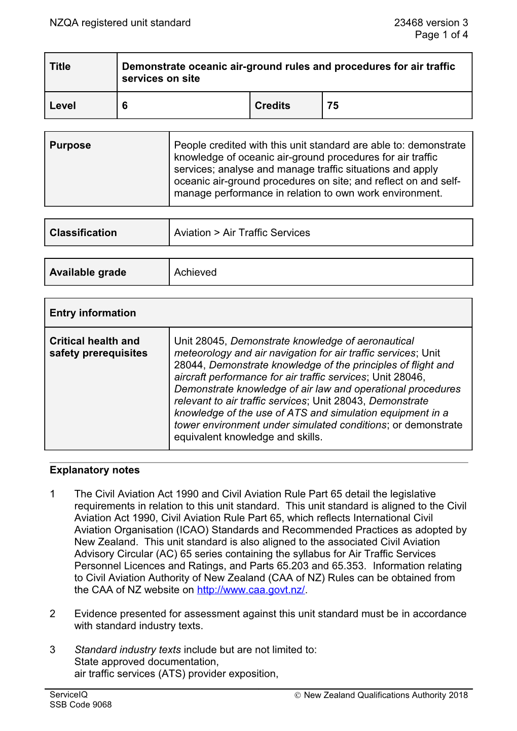 23468 Demonstrate Oceanic Air-Ground Rules and Procedures for Air Traffic Services on Site