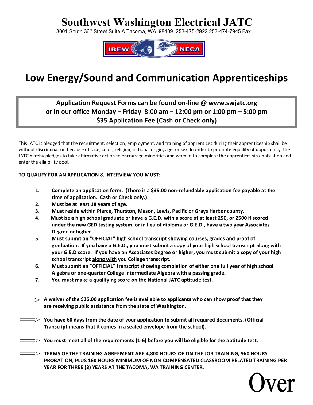 Low Energy/Sound & Communication 3 Year Program