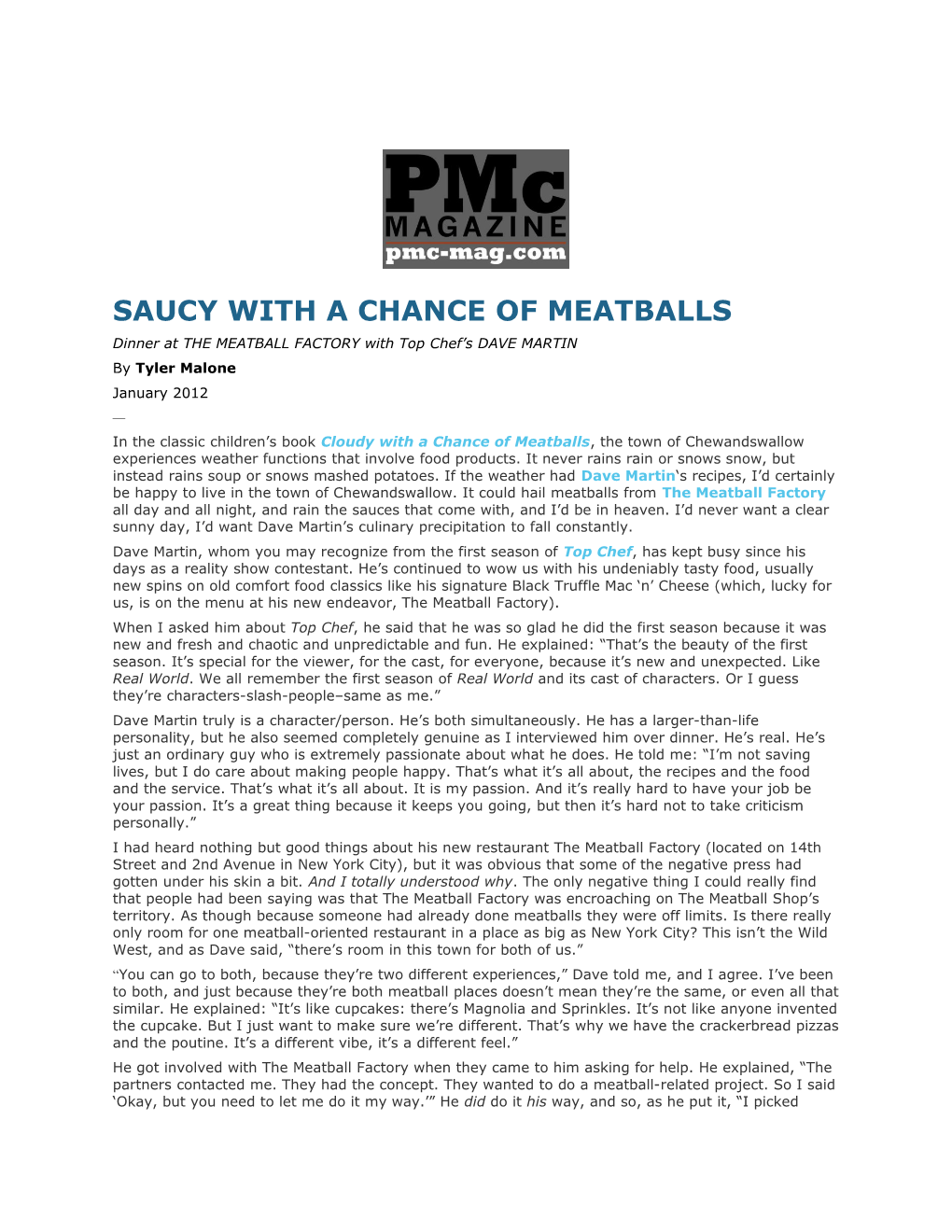 Saucy with a Chance of Meatballs