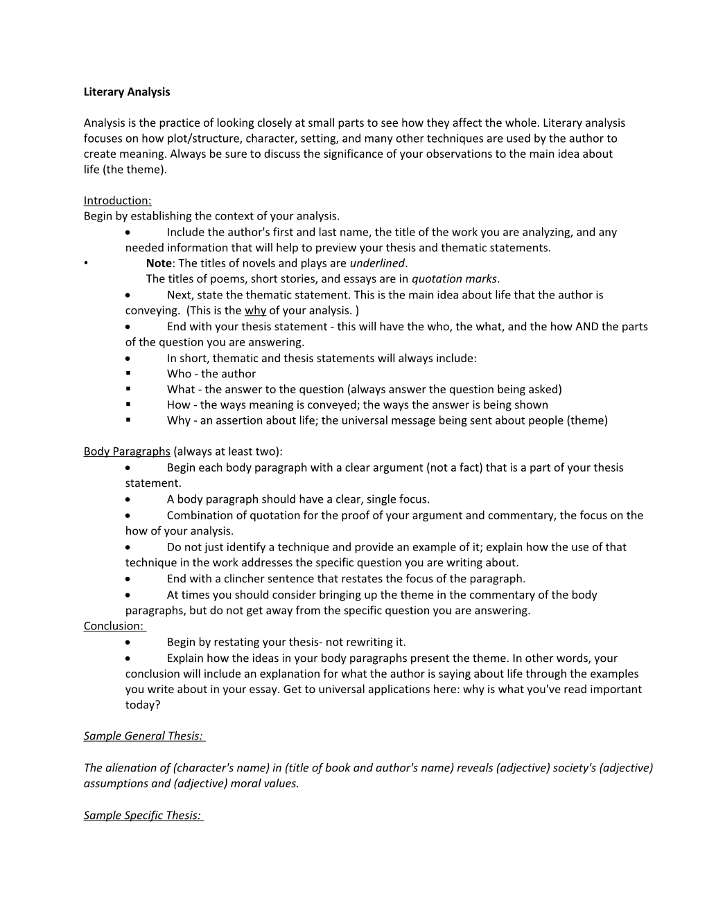 Literary Analysis Analysis Is the Practice of Looking Closely at Small Parts to See How