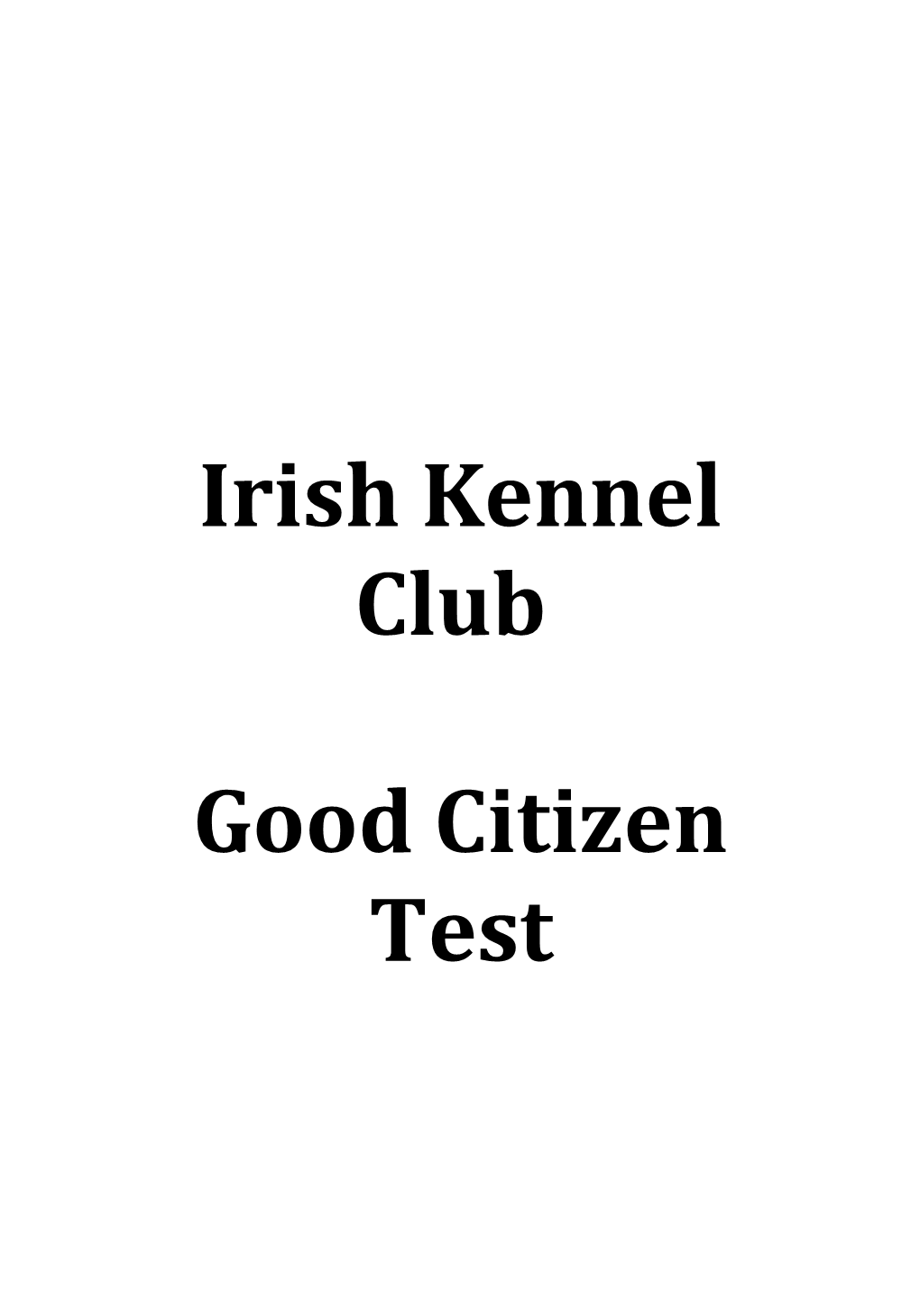 Fees for Taking the IKC Good Citizen Test