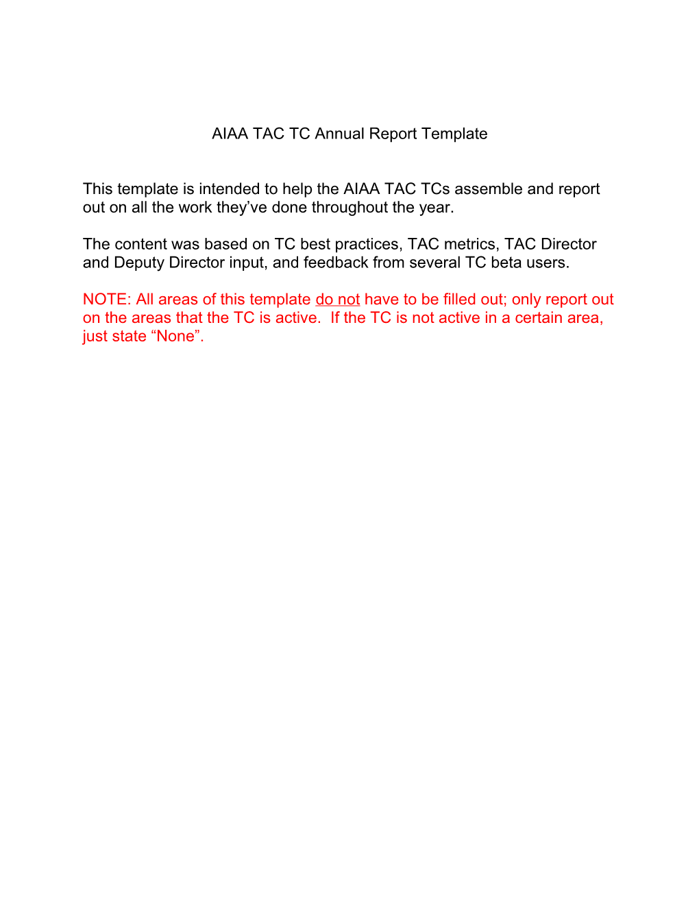 TAC TC Annual Report Template