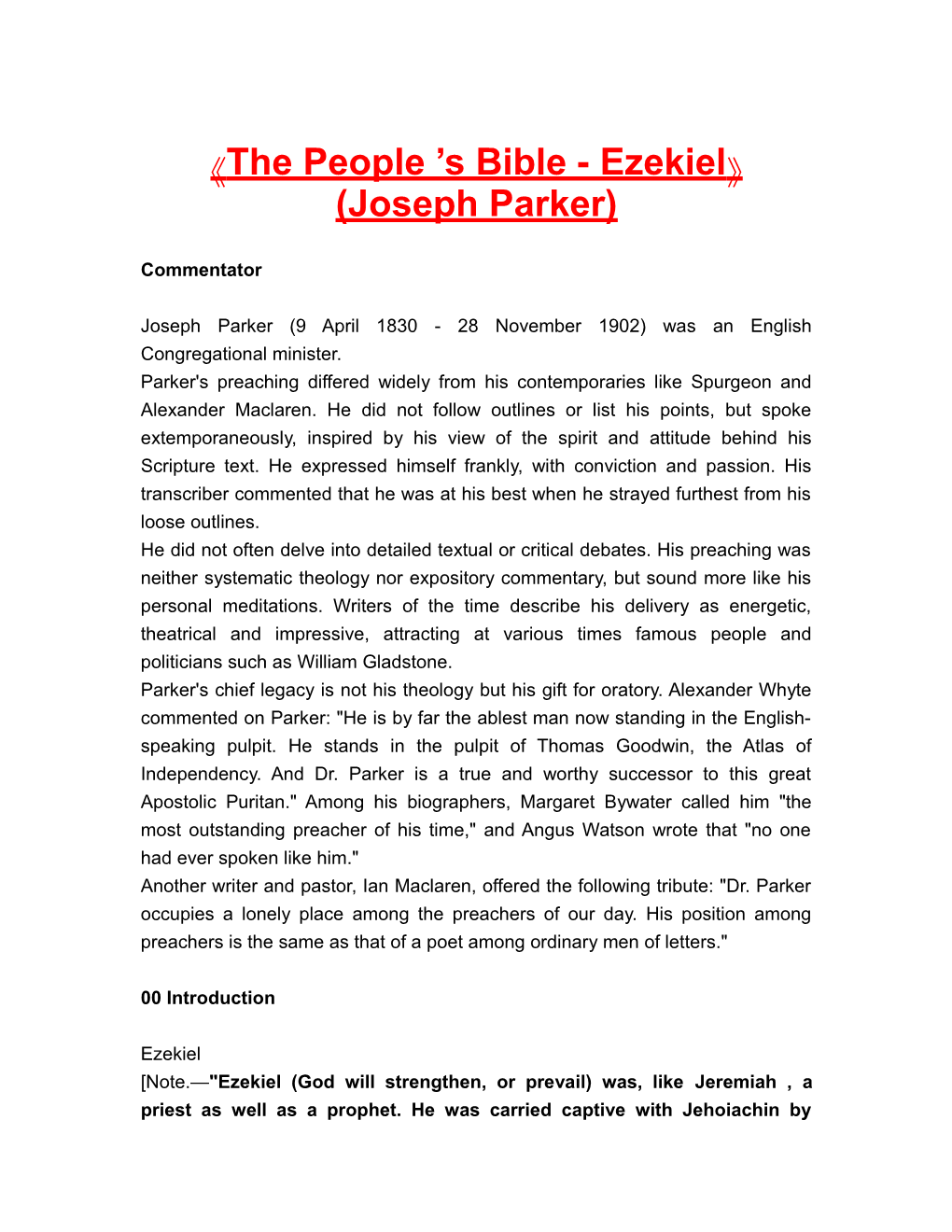 The People S Bible - Ezekiel (Joseph Parker)