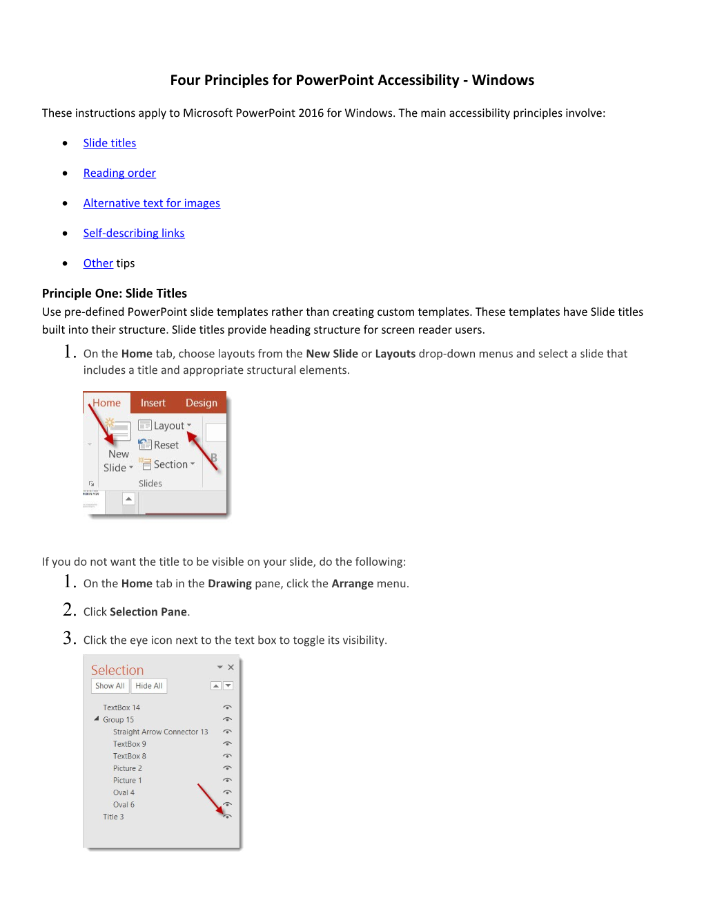 Four Principles for Powerpoint Accessibility - Windows