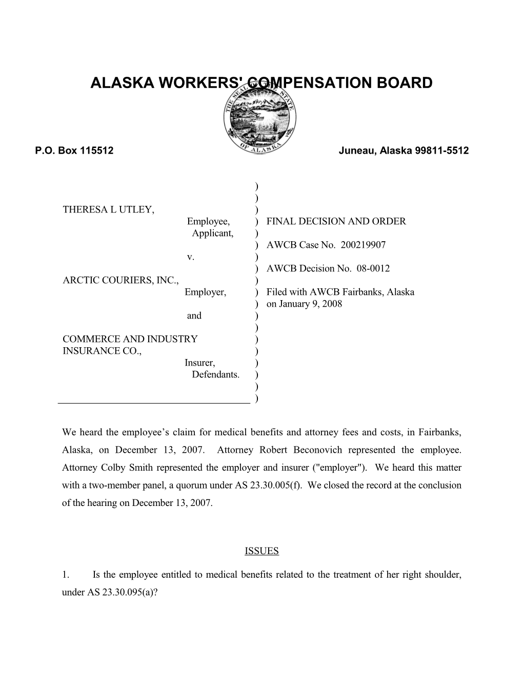 Alaska Workers' Compensation Board s18