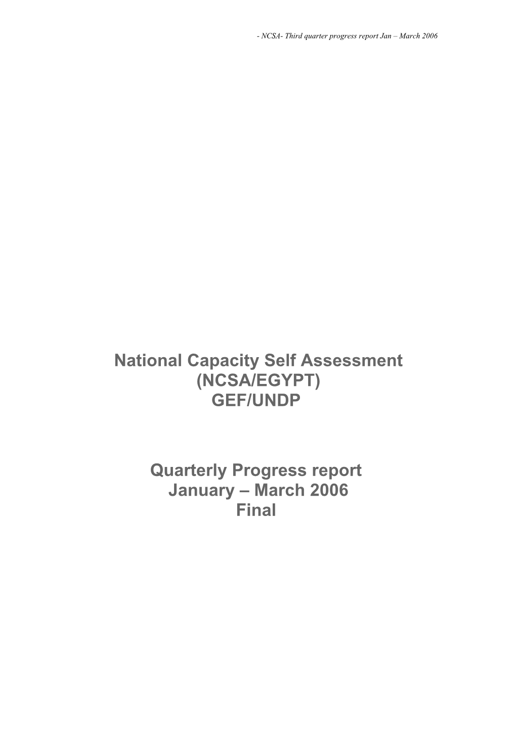 National Capacity Self Assessment (NCSA/EGYPT)