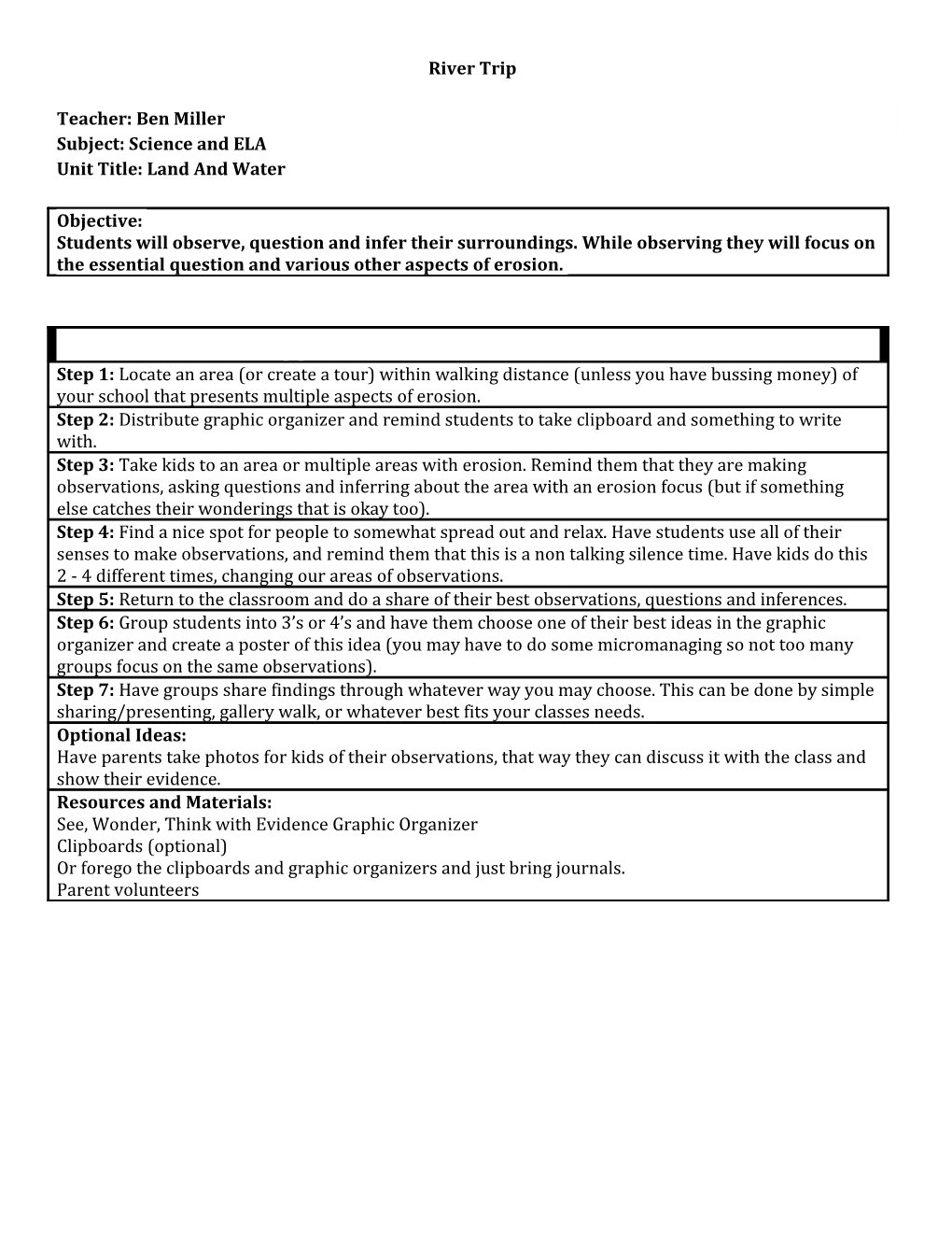 Subject: Science and ELA