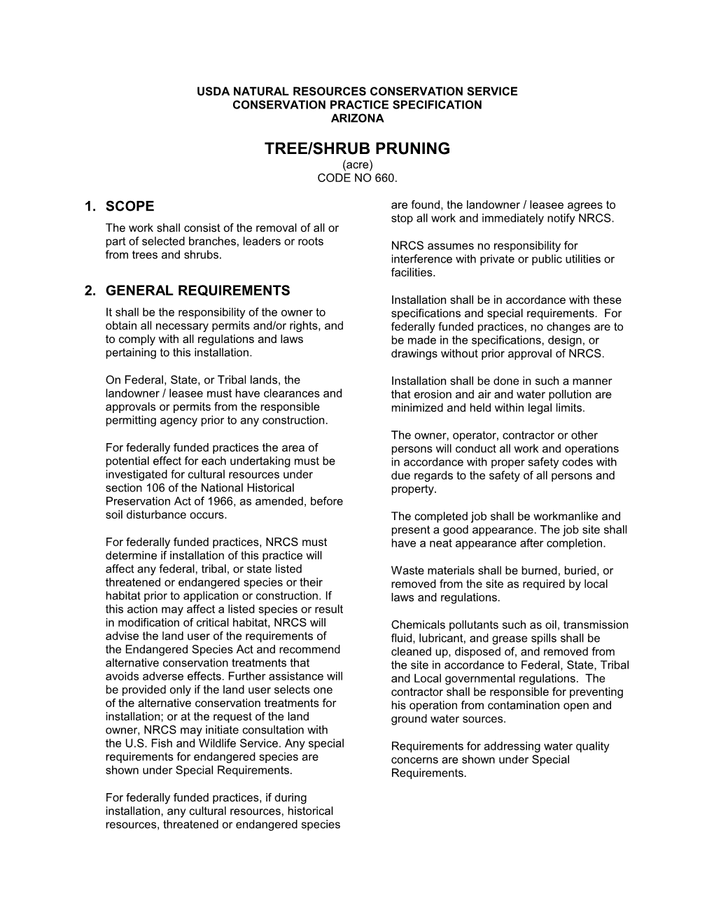 660 AZ Tree/Shrub Pruning Practice Specifications