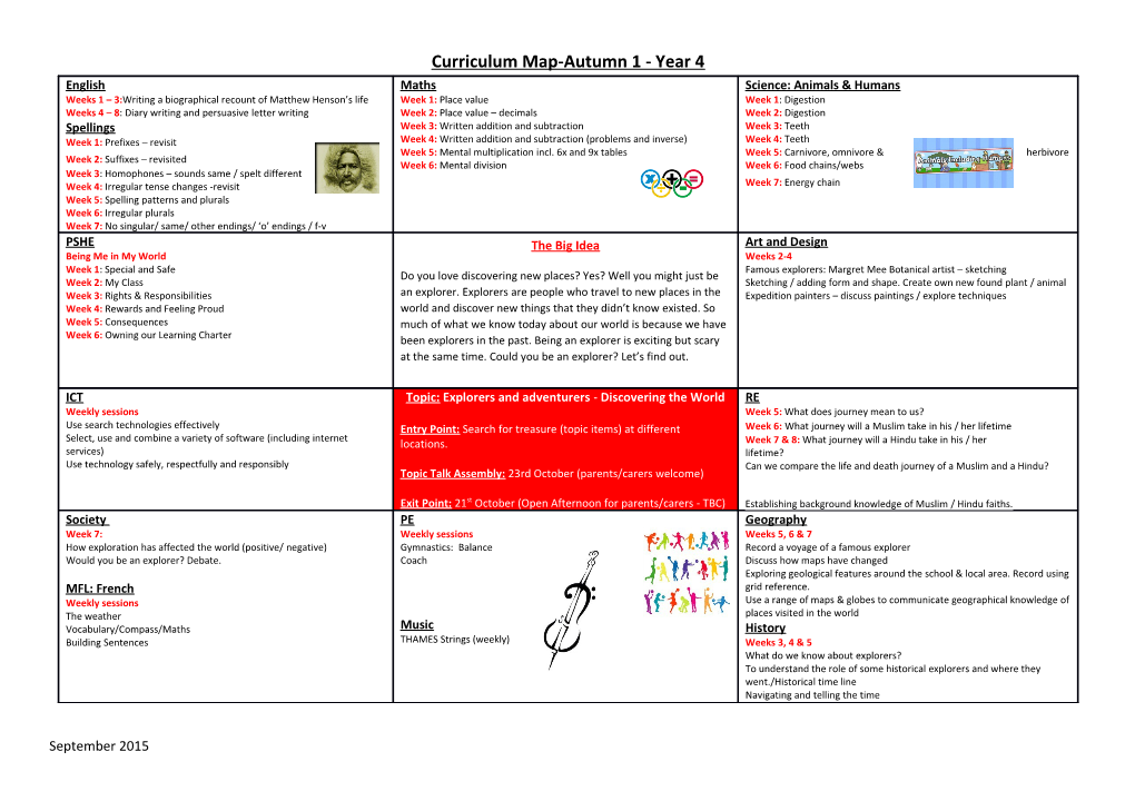 Curriculum Map-Autumn 1 - Year 4