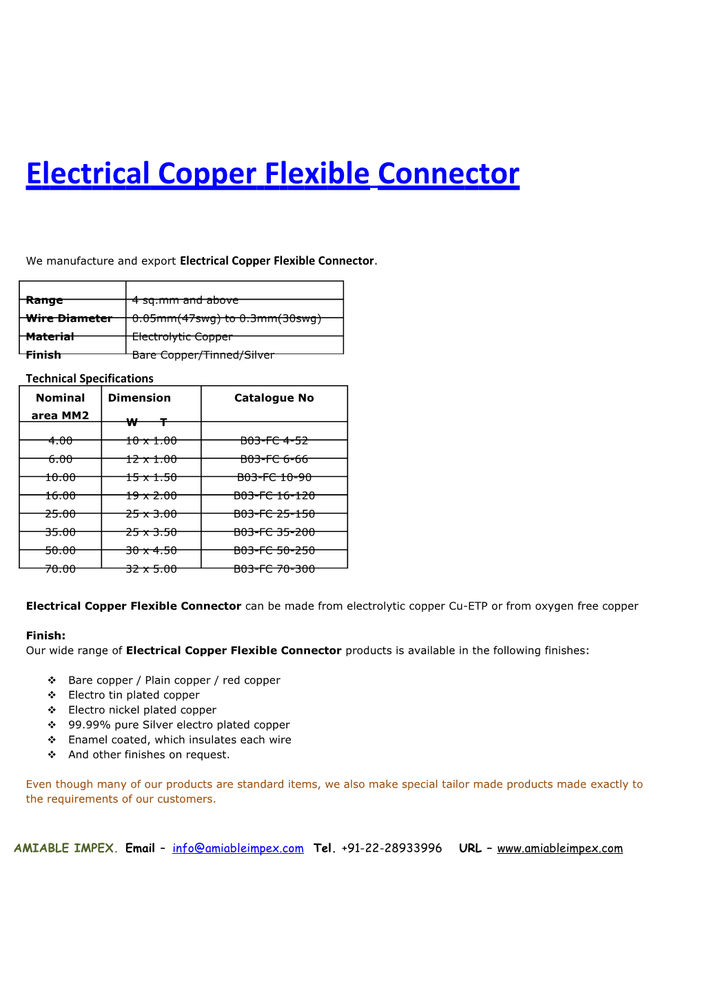 Electrical Copper Flexible Connector