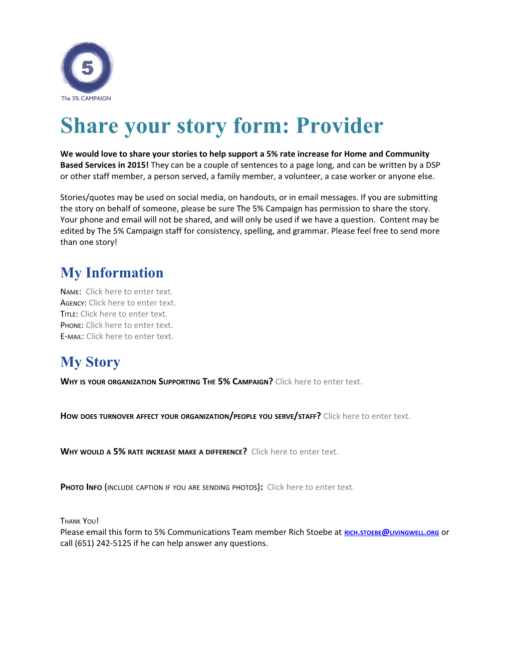 Share Your Story Form: Provider