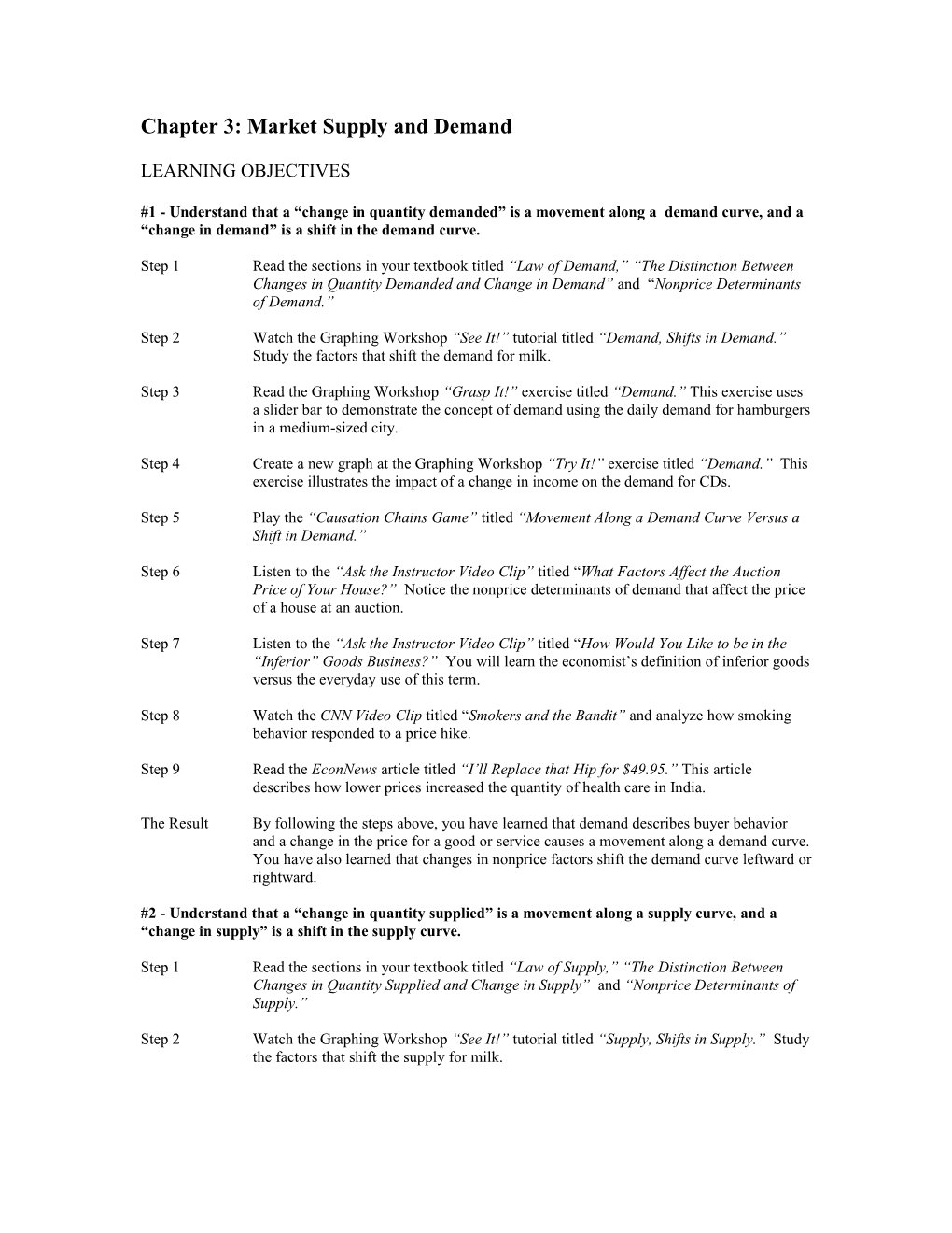 Chapter 3: Market Supply and Demand