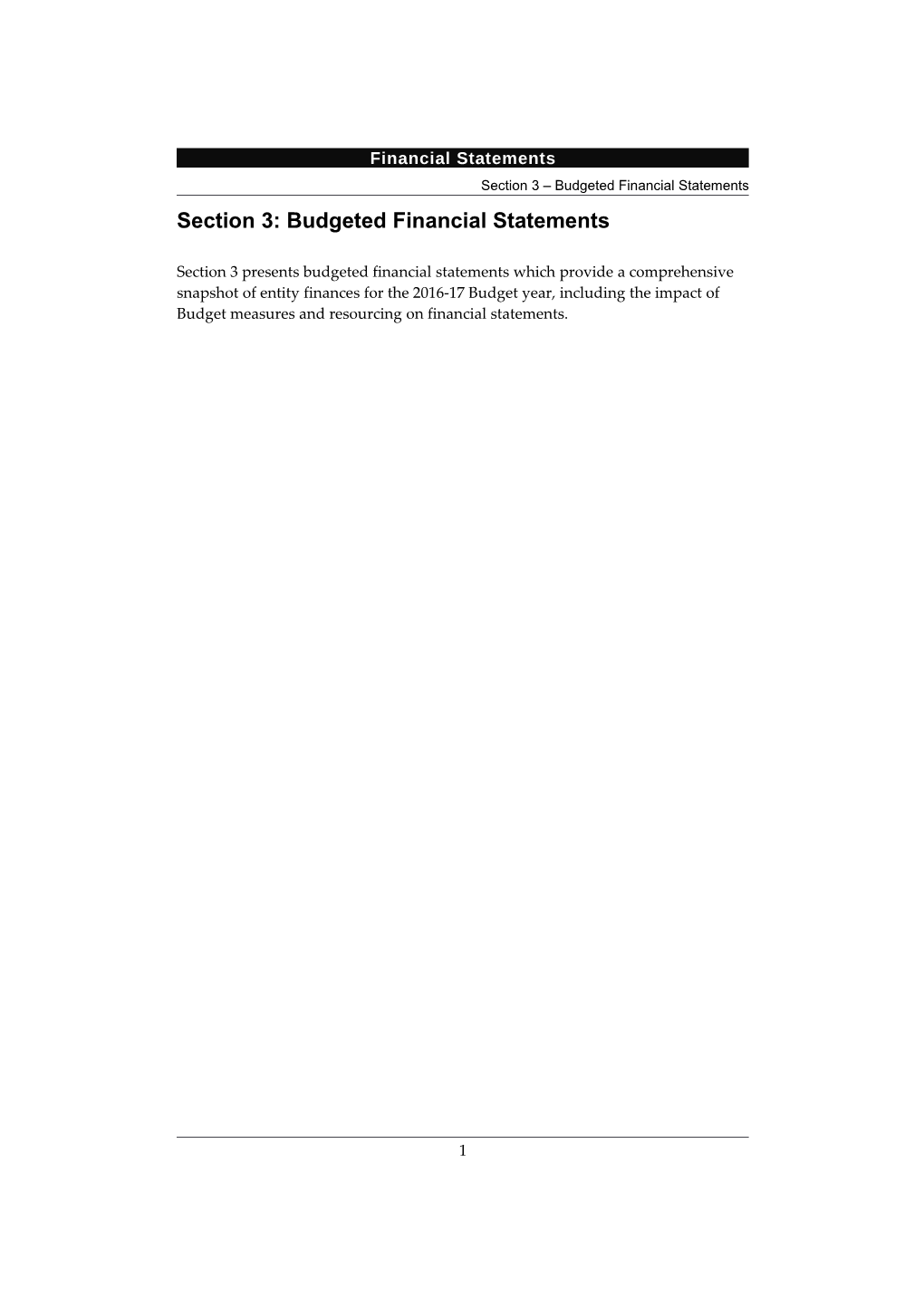 Section 3: Budgeted Financial Statements