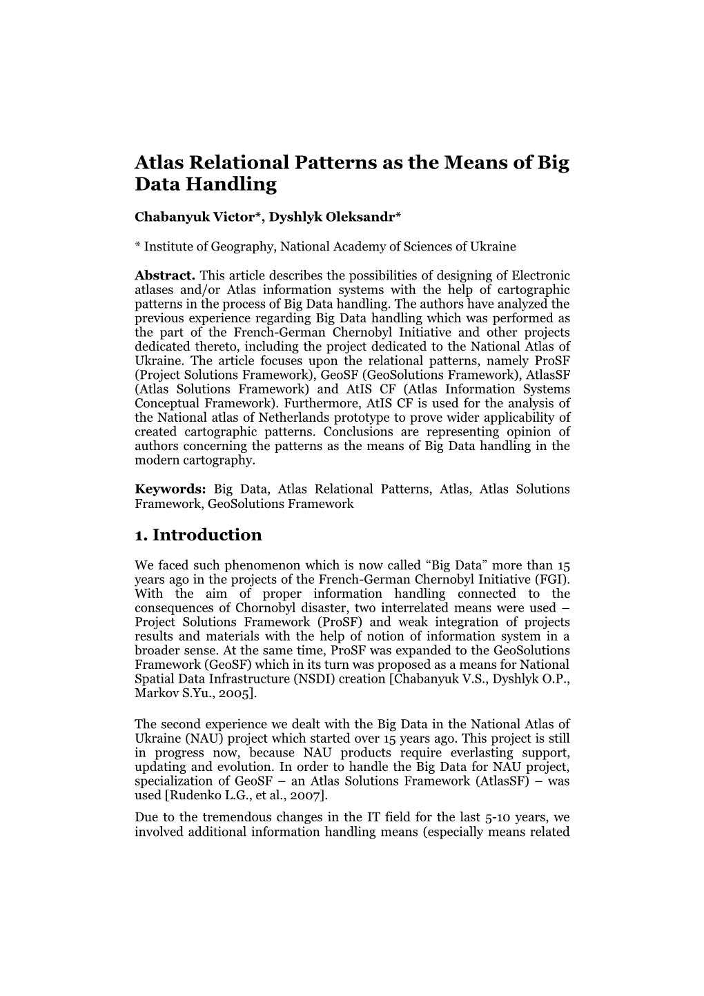 Atlas Relational Patterns As the Means of Big Data Handling