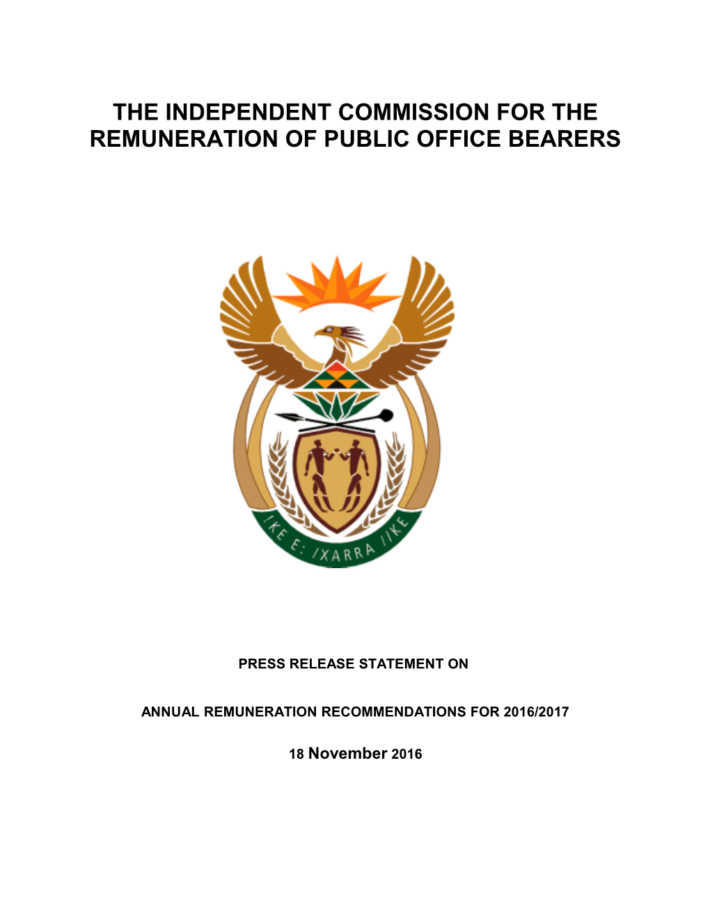 Independent Commission for the Remuneration of Public Office Bearers