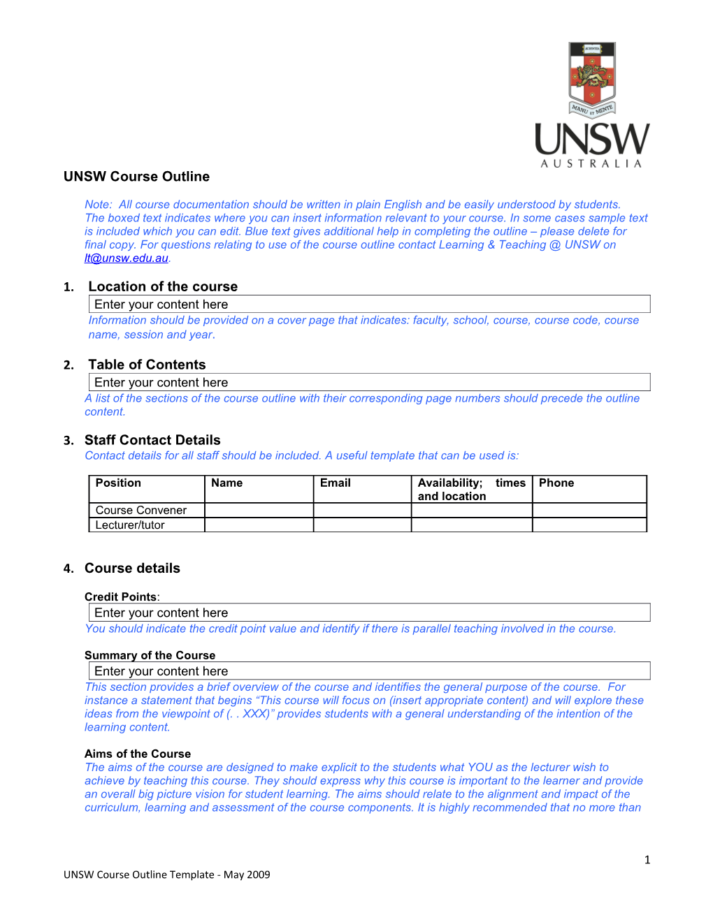 UNSW Course Outline