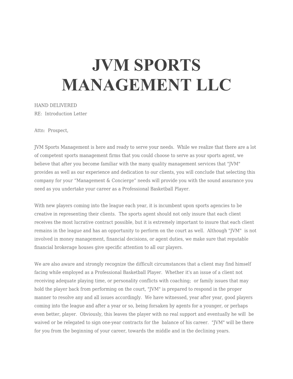 Jvm Sports Management Llc