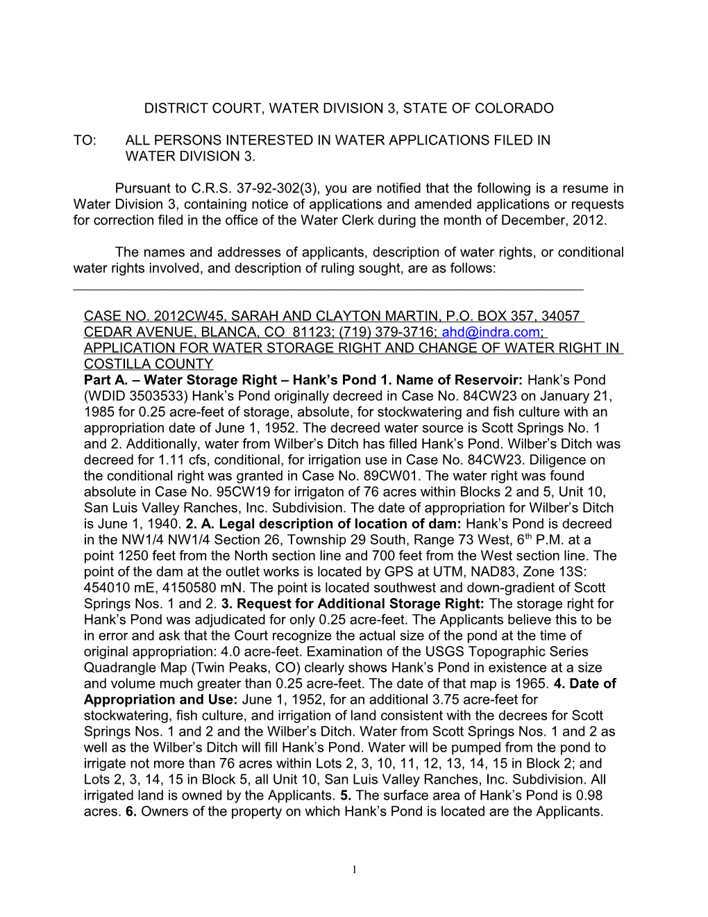 District Court, Water Division 3, State of Colorado s2