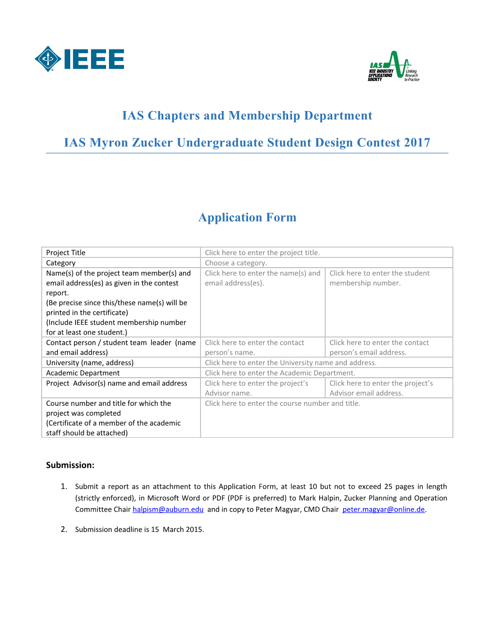 IAS Myron Zucker Undergraduate Student Design Contest 2017