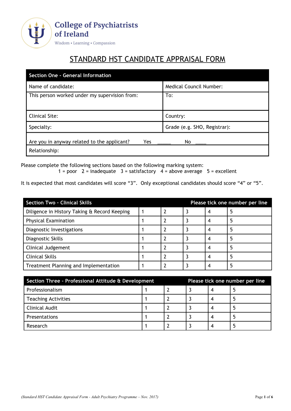Standard Hst Candidate Appraisal Form