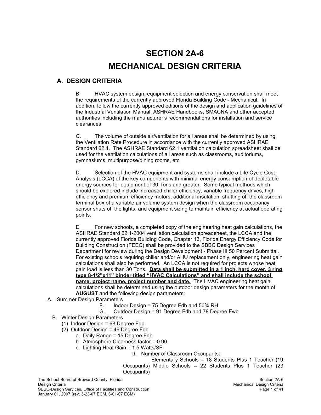 Mechanical Design Criteria