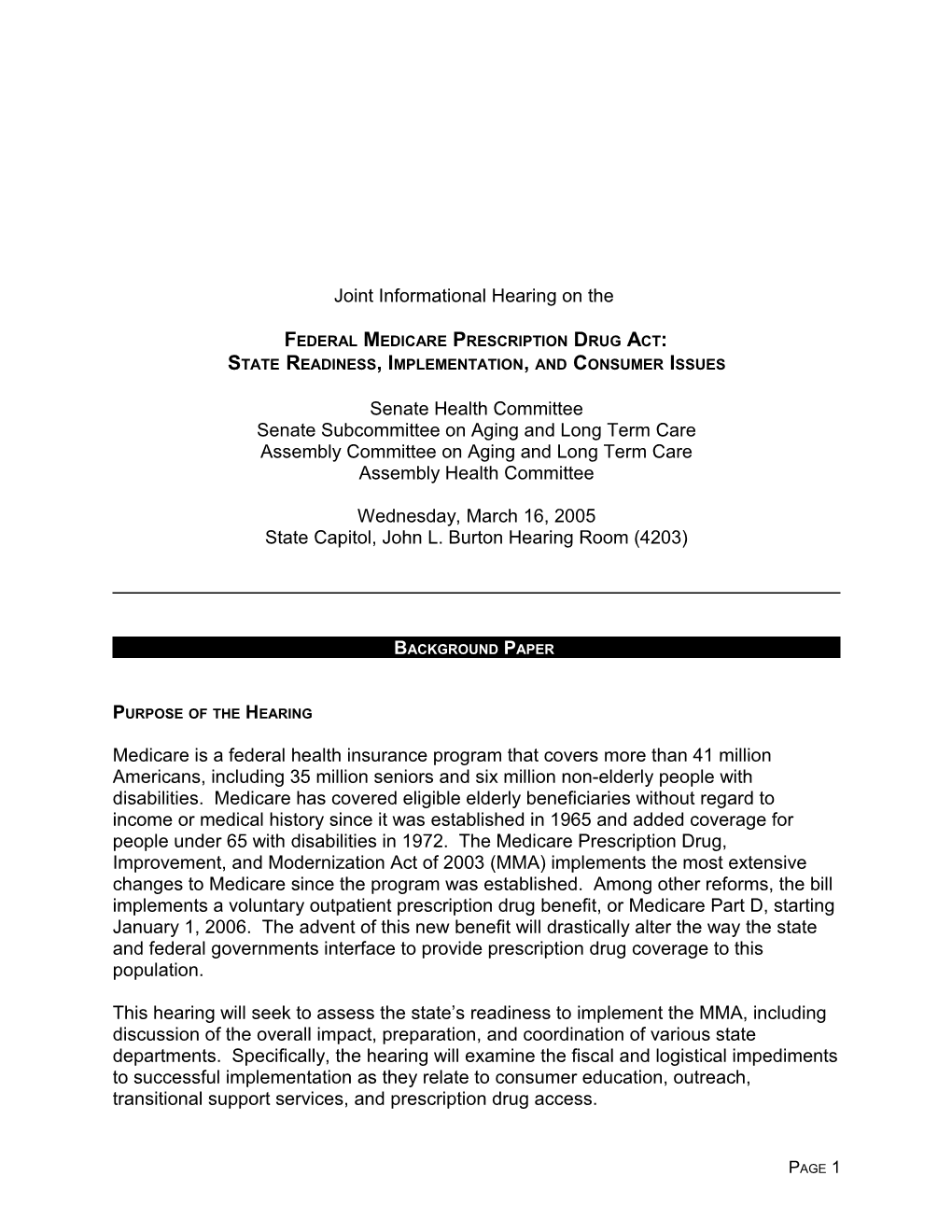 Federal Medicare Prescription Drug Act: