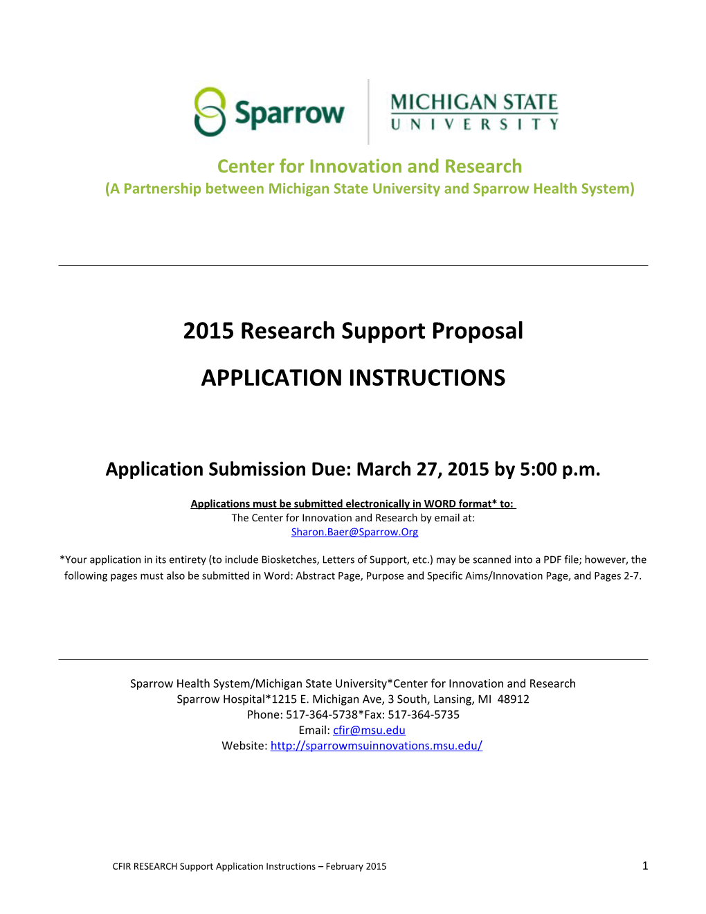 2015 Research Support Proposal