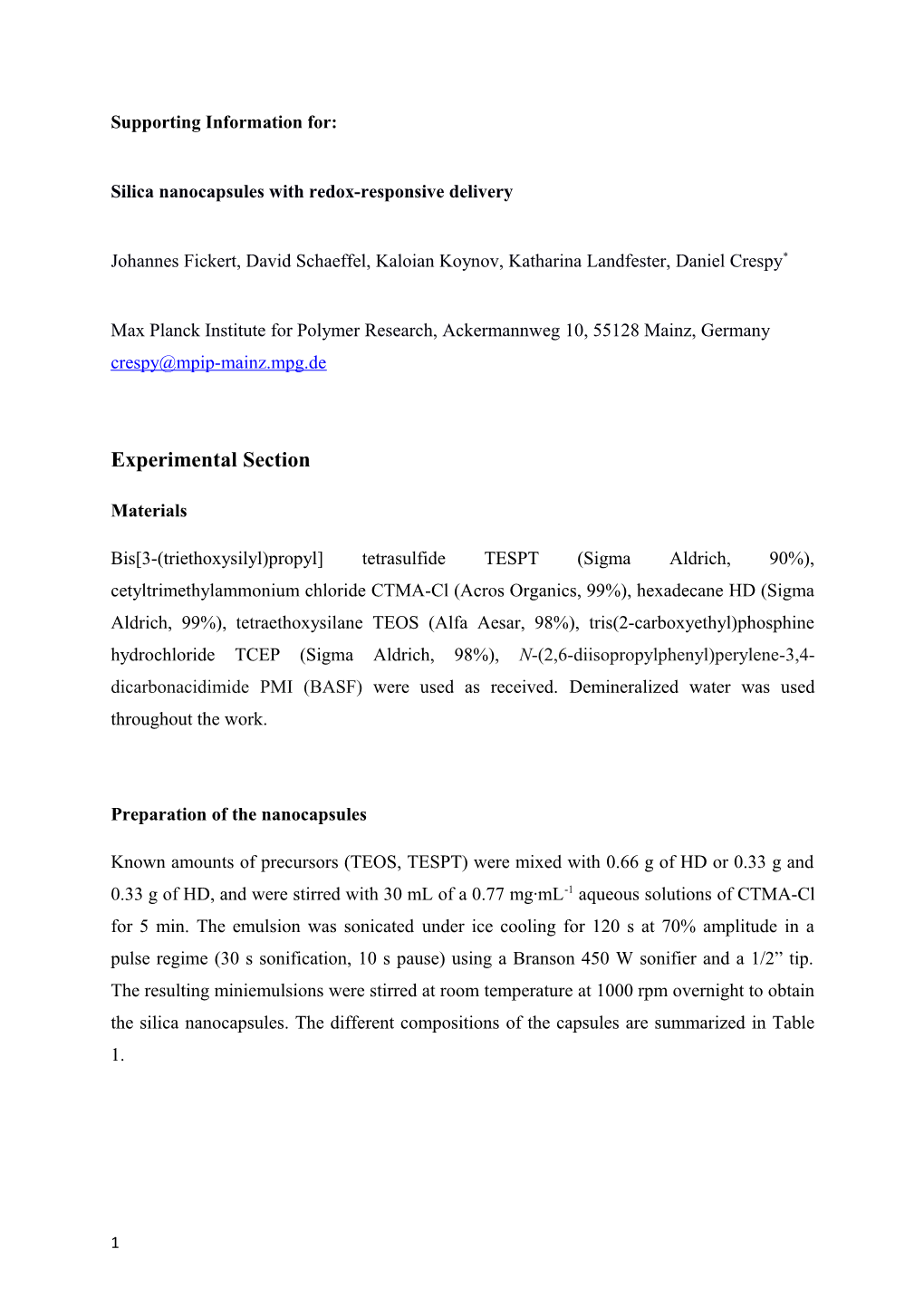 Silica Nanocapsules with Redox-Responsive Delivery