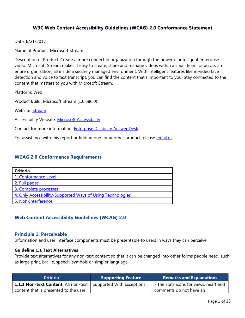 W3C Web Content Accessibility Guidelines (WCAG) 2.0 Conformance Statement s4