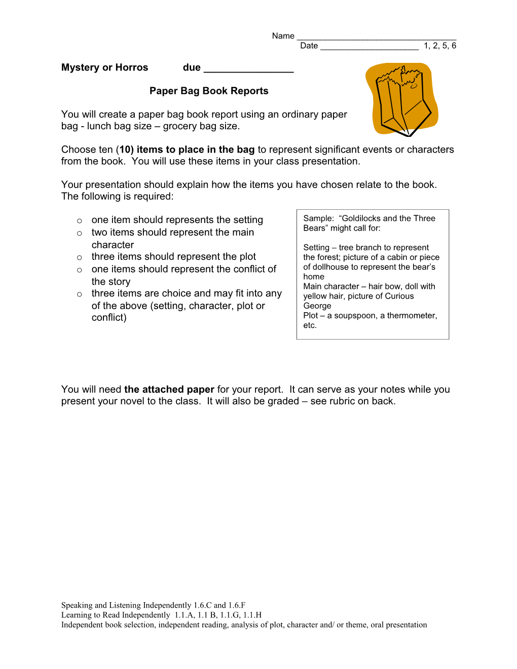 Paper Bag Book Reports