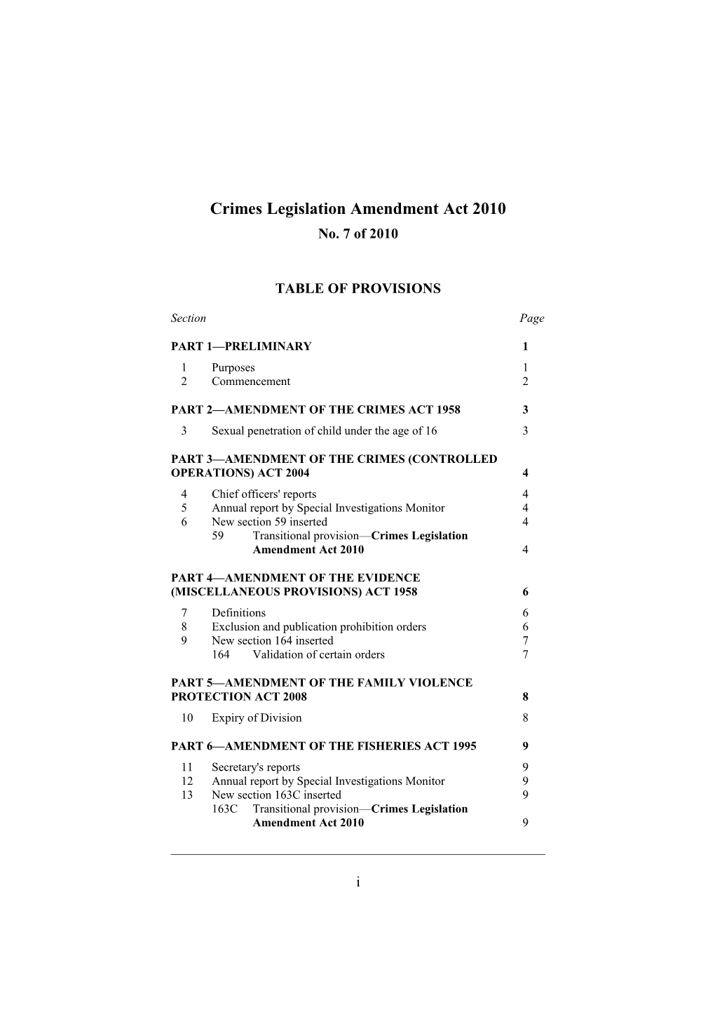 Crimes Legislation Amendment Act 2010