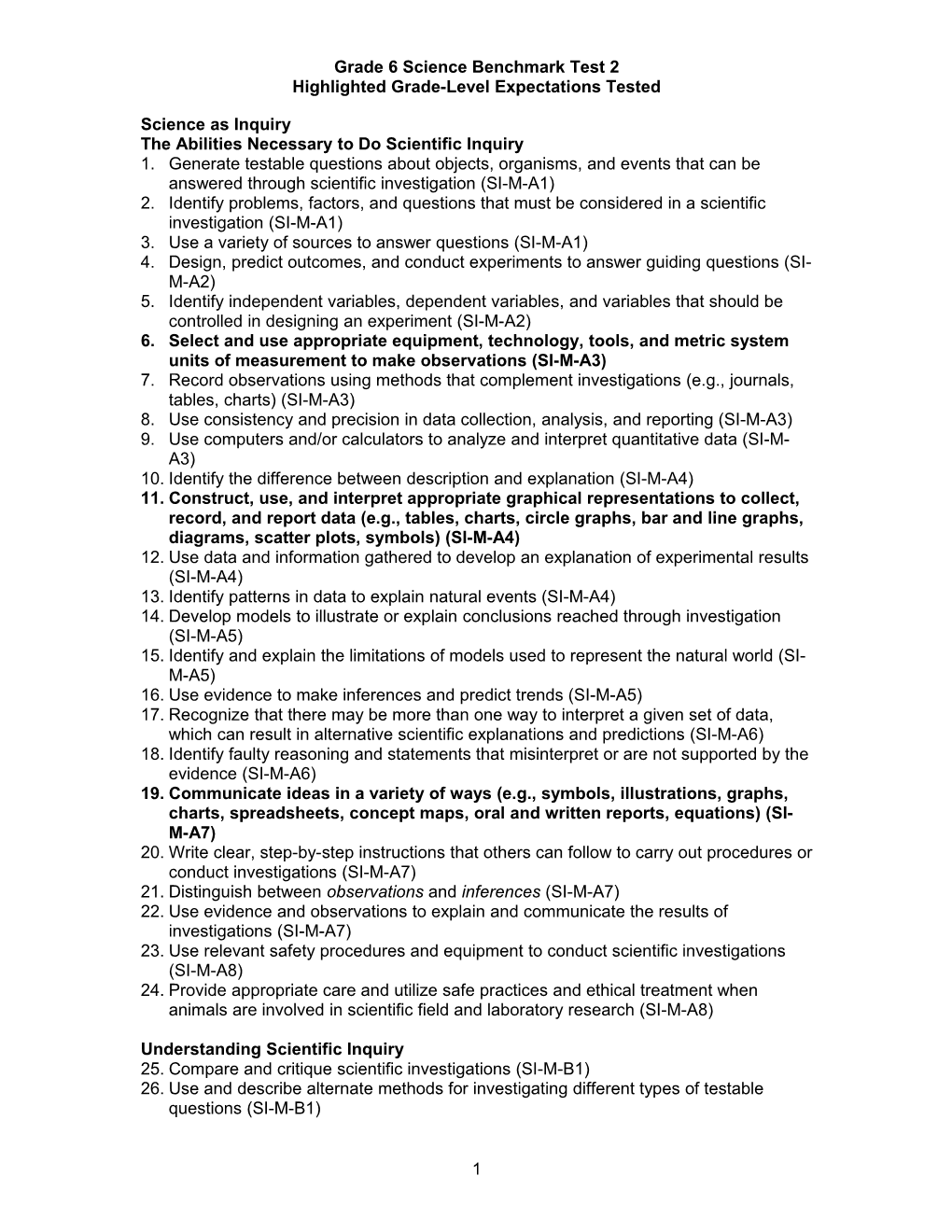 Grade 6 Science Benchmark Test 2