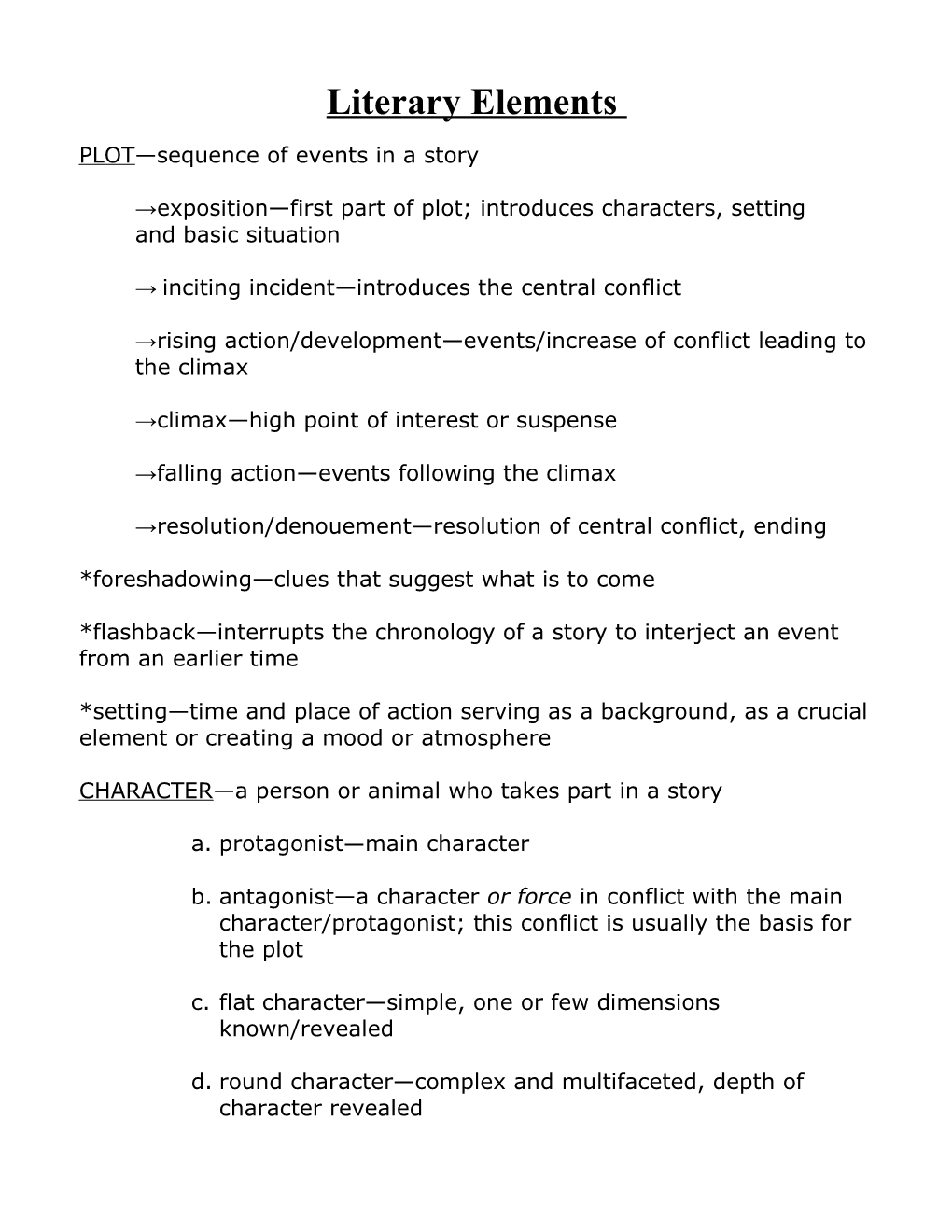 PLOT Sequence of Events in a Story