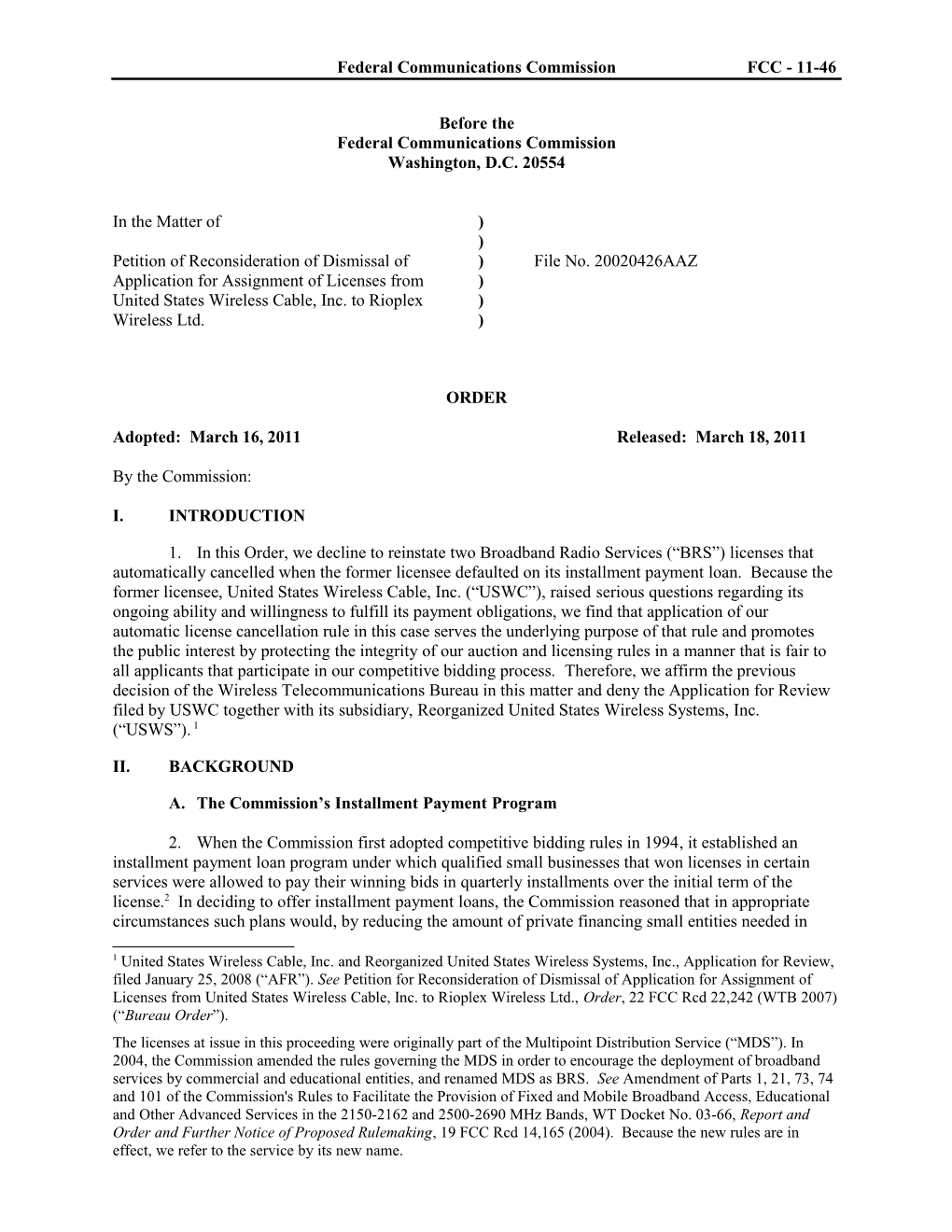 Federal Communications Commissionfcc-11-46