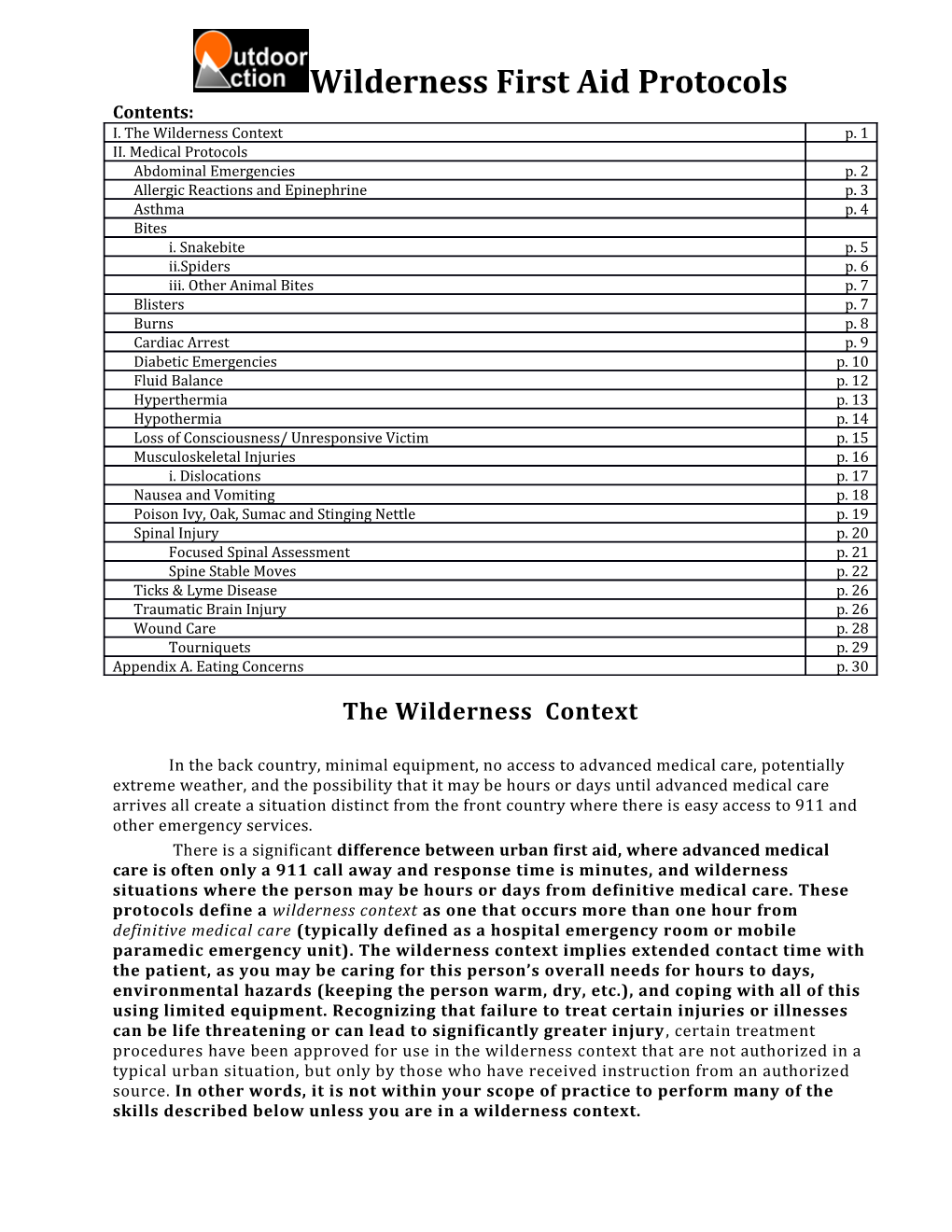 I. the Wilderness Context