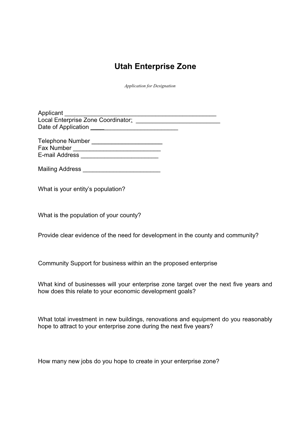 Utah Enterprise Zone
