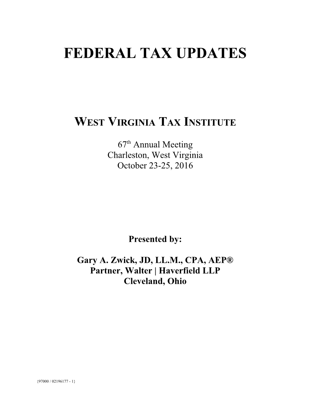 West Virginia Tax Institute