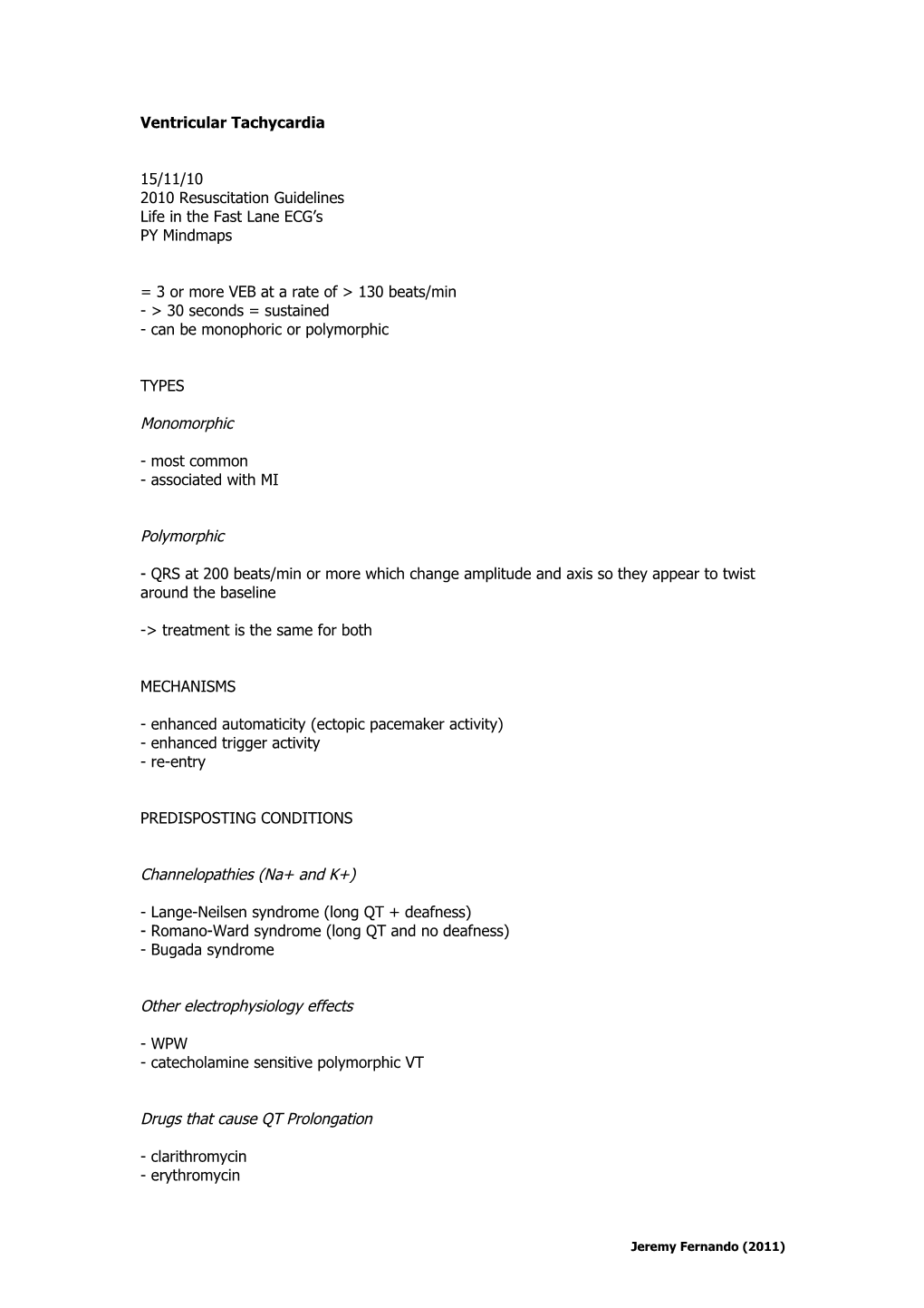 Ventricular Tachycardia