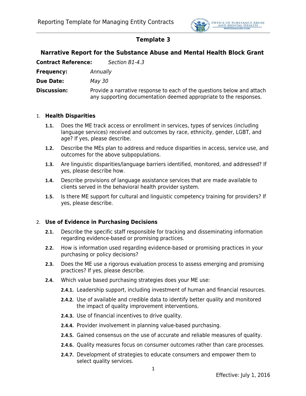 Narrative Report for the Substance Abuse and Mental Health Block Grant s1