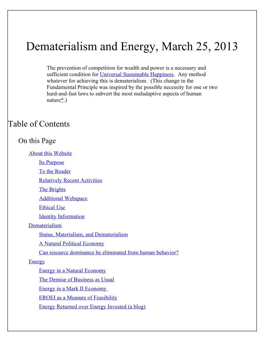 Dematerialism and Energy, 03.25.13