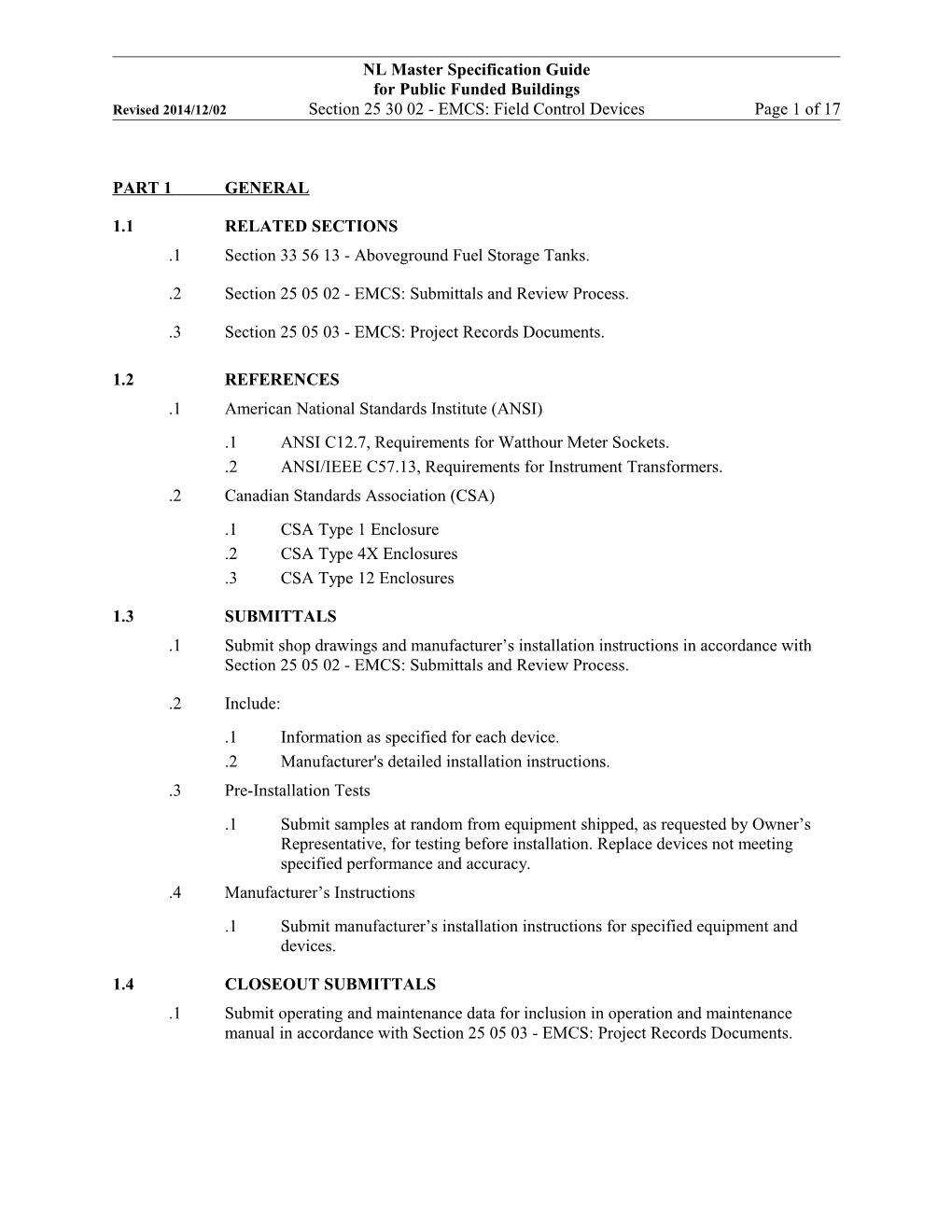 EMCS: Field Control Devices