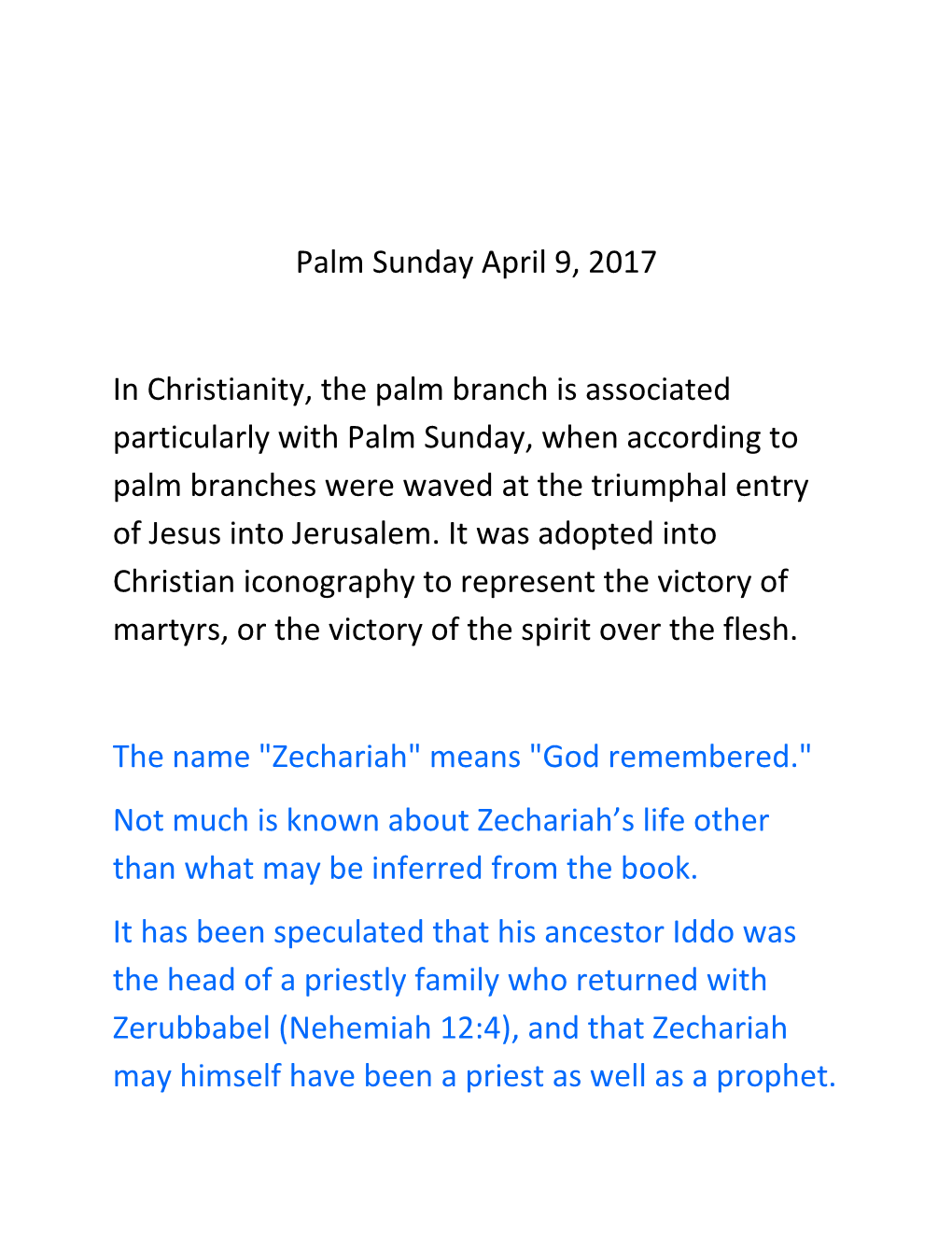 The Name Zechariah Means God Remembered