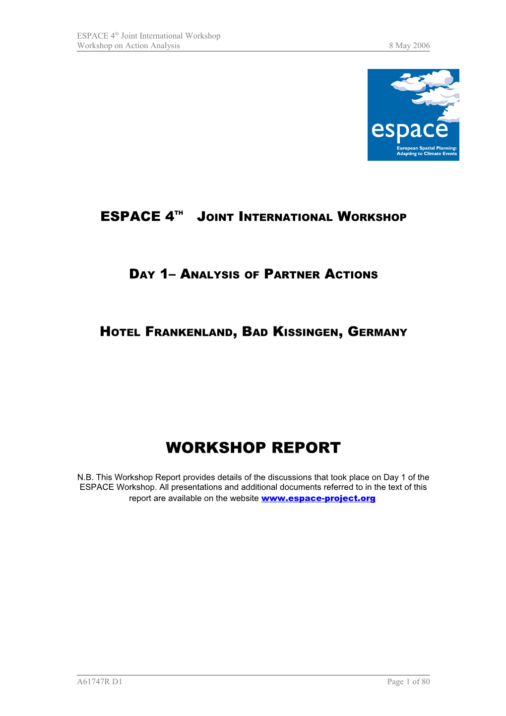 ESPACE 4Th Joint International Workshop