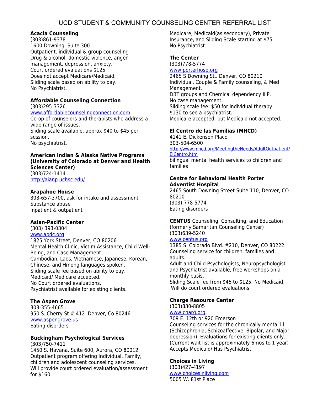 Ucd Student & Community Counseling Center Referral List