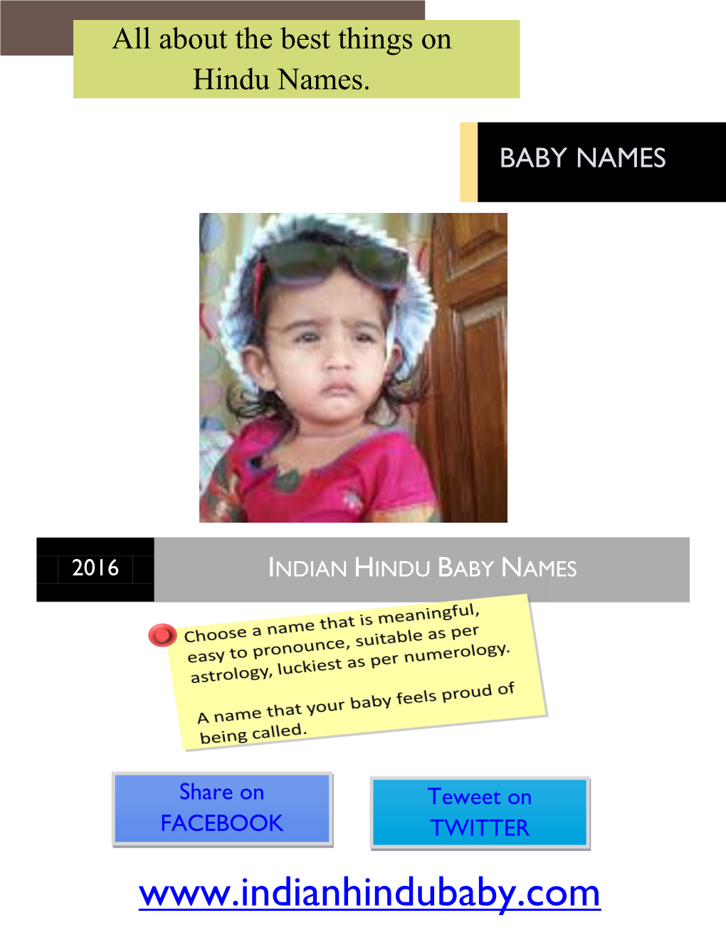 2016 INDIAN HINDU BABY NAMES